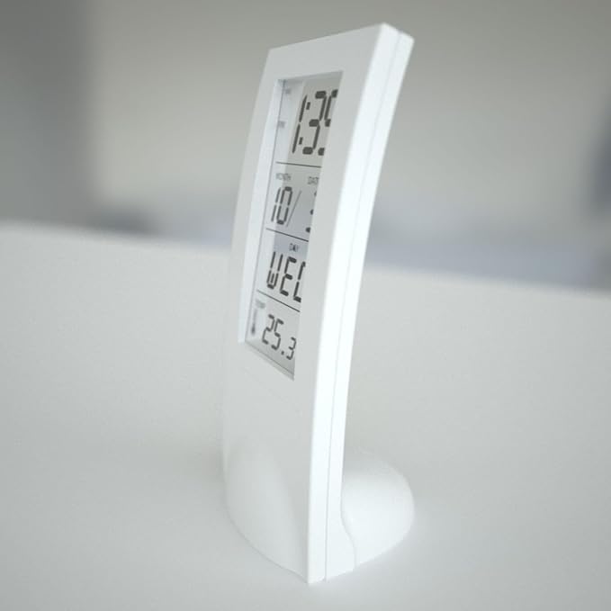 Transparent Vertical Digital Table Clock with Temperature & Calendar Display