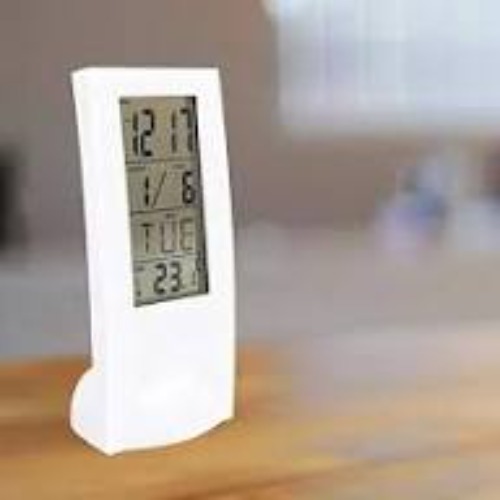 Transparent Vertical Digital Table Clock with Temperature & Calendar Display