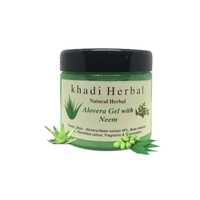 Khadi Natural Herbal Aloe Vera Gel Neem - Aloe Vera, Neem Extracts, 100 Ml, Green | Paraben Free, Sulphate Free, Non-greasy, Mild Herbal Fragrance
