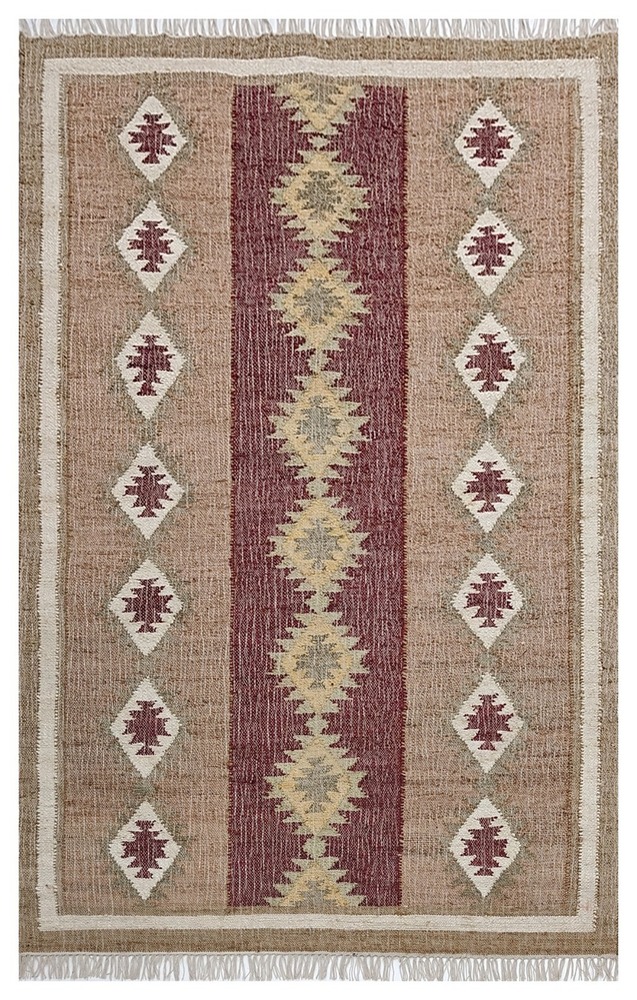 Designer Hand Woven Jute Punja Kilim Rug
