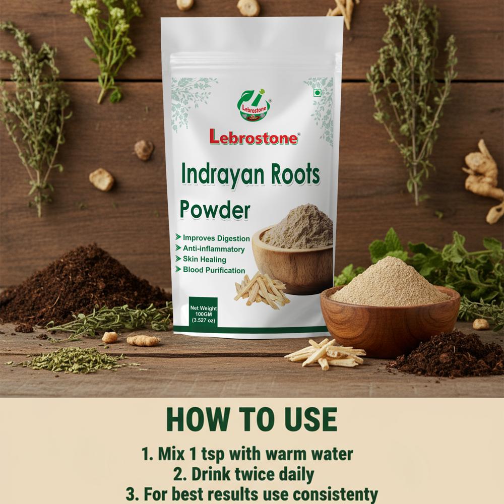 Lebrostone Premium Indrayan Roots  Skin Healing & Anti-Inflammatory Support(100g)