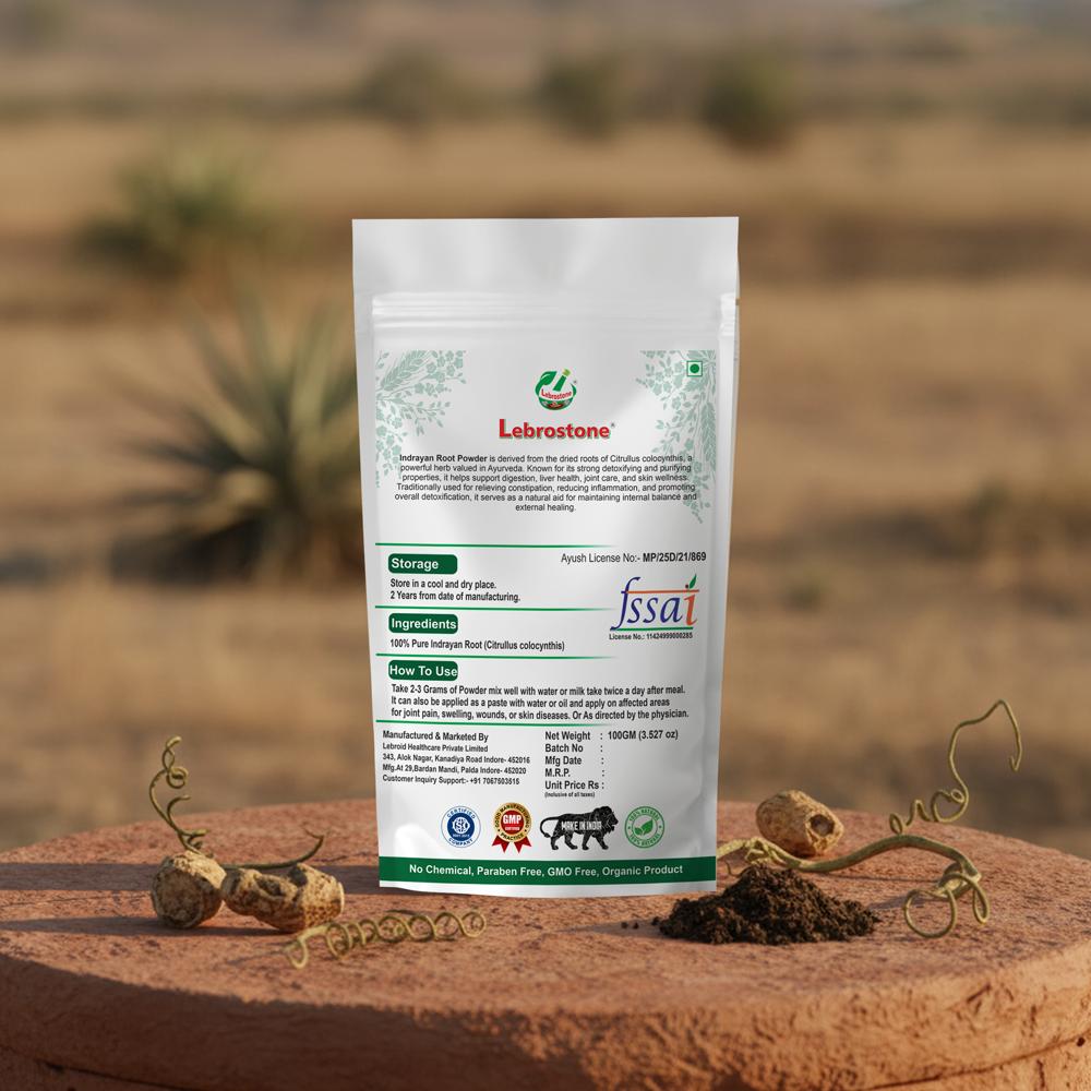 Lebrostone Premium Indrayan Roots  Skin Healing & Anti-Inflammatory Support(100g)