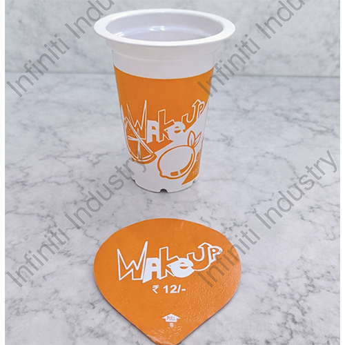 74 Dia 180ml Printed Gluco-Juice Glass with Printed Aluminium Foil