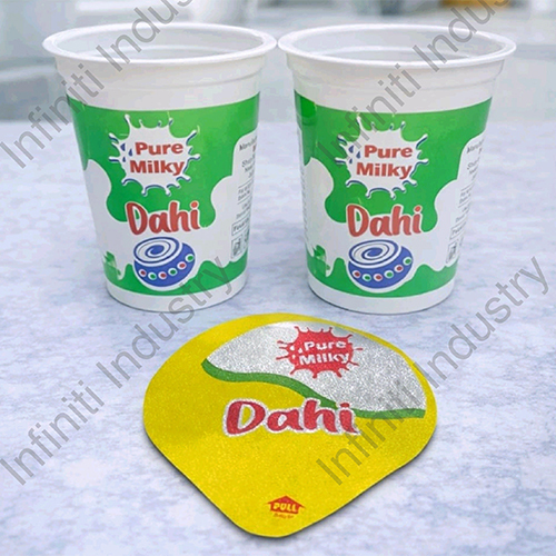 95Dia 350gm Printed Dahi Glass with Printed Aluminium Foil