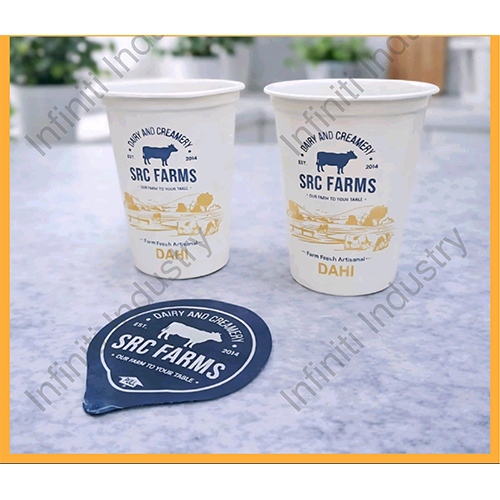 95Dia 400gm Printed Dahi Glass with Printed Aluminium Foil