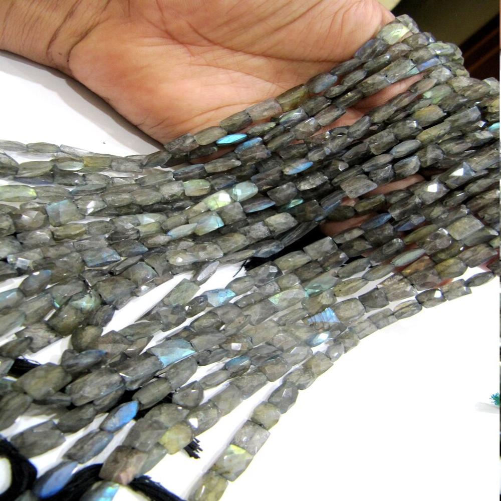 Natural Blue Flashy Labradorite Beads Size 6X8mm Strand 10 inches long Rectangle Cushion Shape Beads