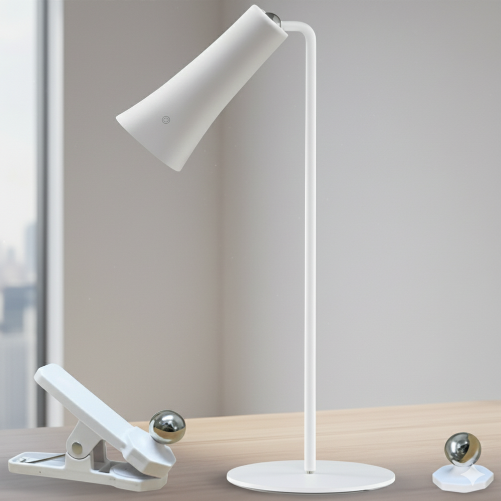 Multi-Functional 3-in-1 LED Lamp: Magnetic Wall Light, Clip-On Lamp & Desk Stand Base Combo