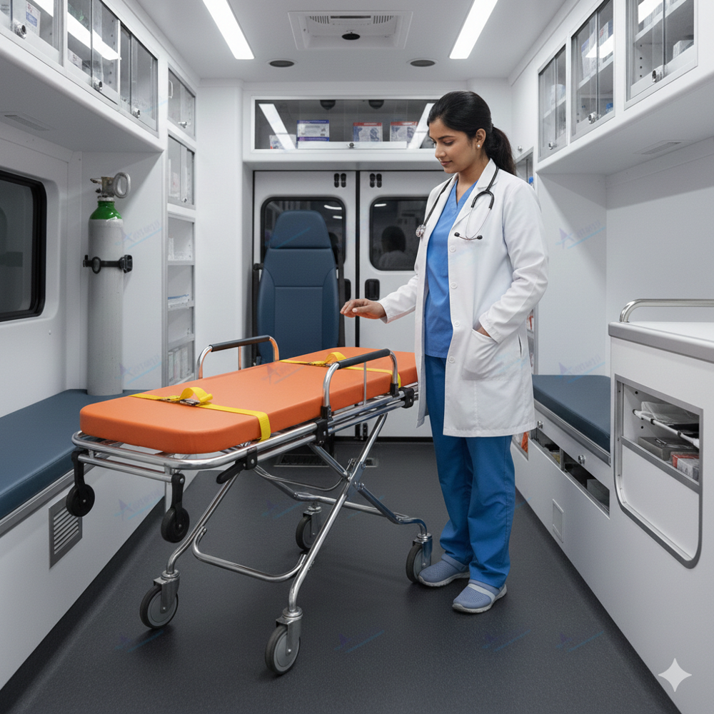 Ambulance Stretcher - Color: White