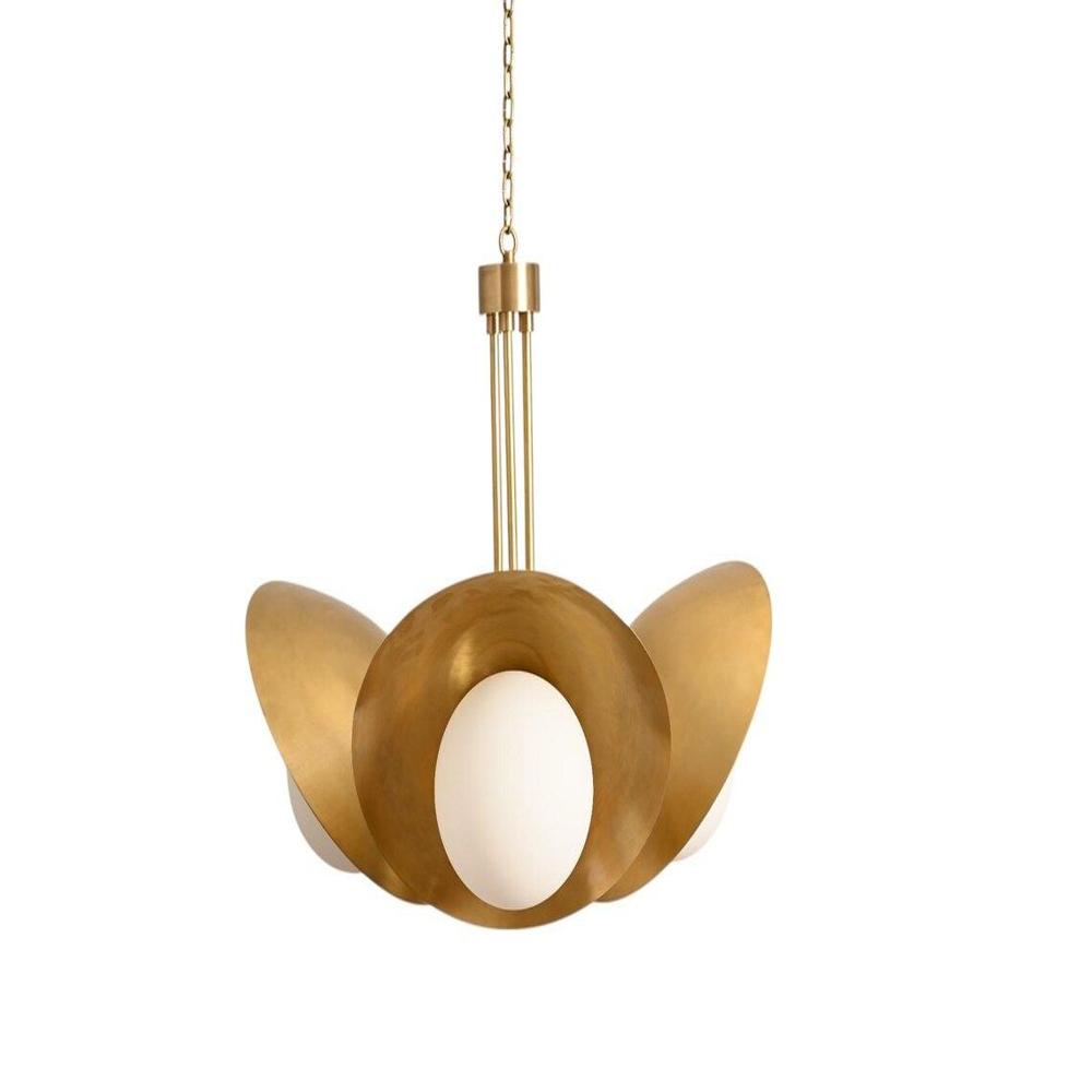 3 Light Globe Curved Pendant Mid Century Modern Raw Brass Sputnik chandelier light Fixture