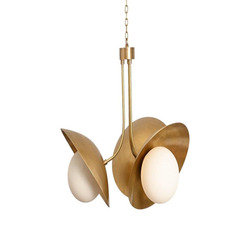 3 Light Globe Curved Pendant Mid Century Modern Raw Brass Sputnik chandelier light Fixture