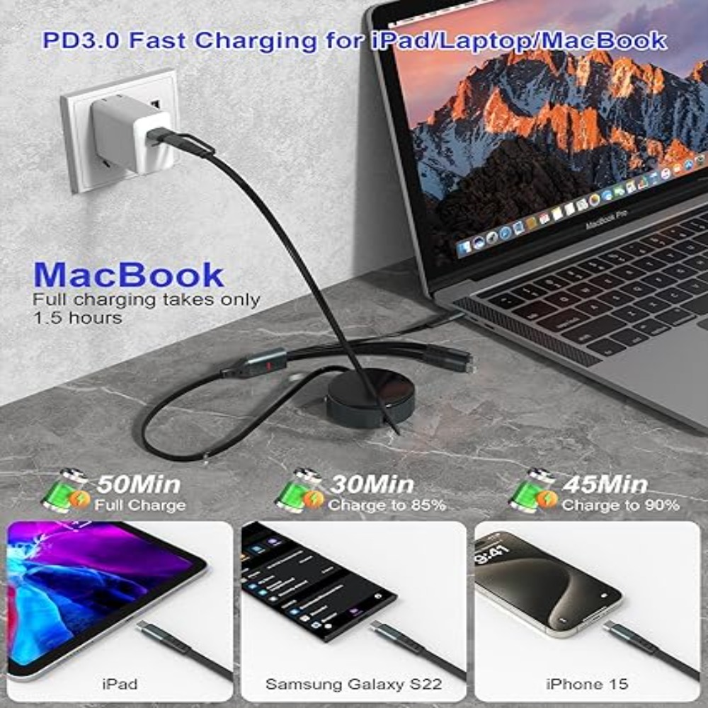 Universal Retractable USB Charging Cable (Type C / Micro / Lightning) (SS-501)