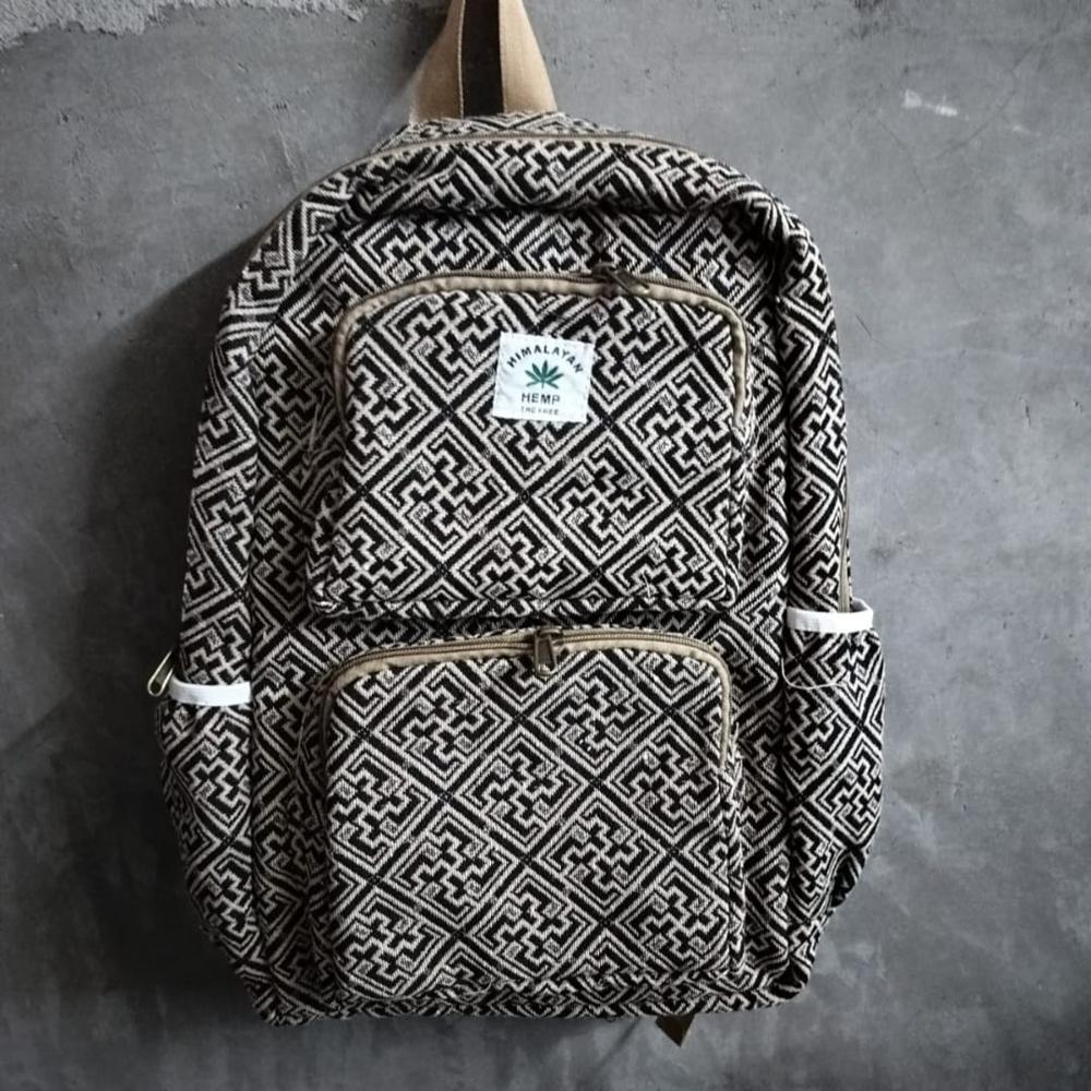 black beige jacquard bag  fabric