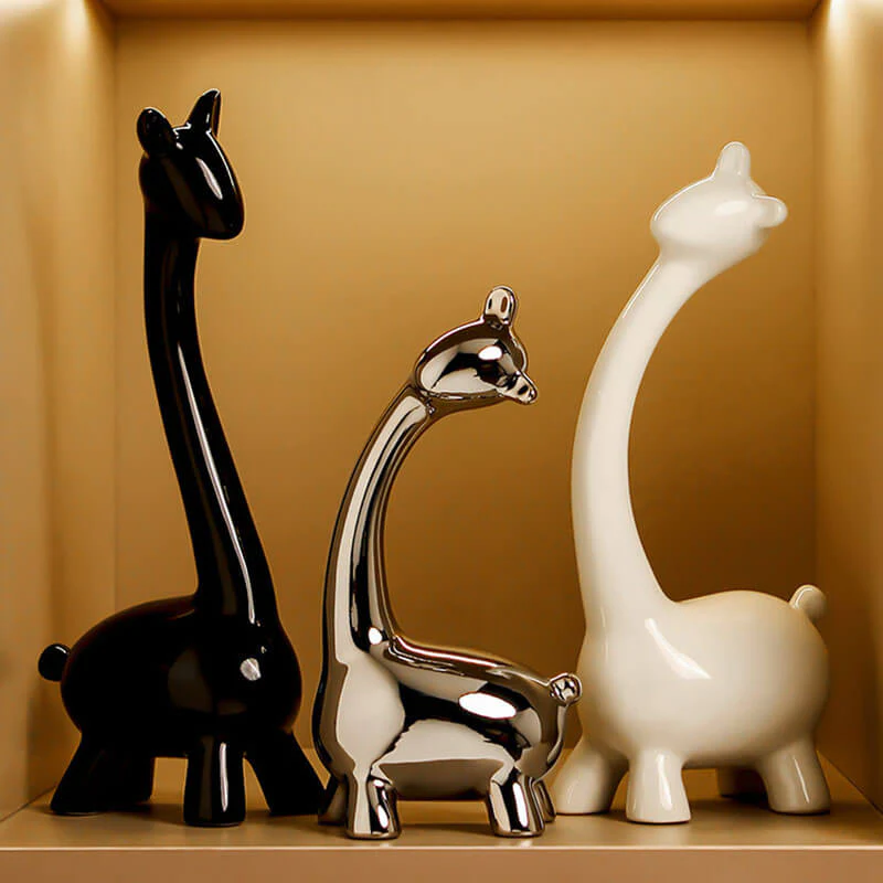 Minimalist Giraffe Family Ceramic Sculptures