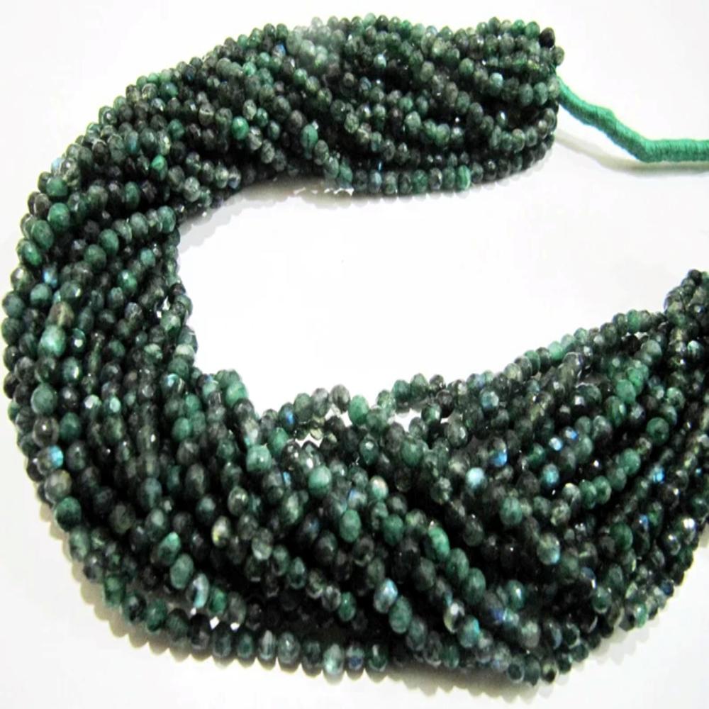 Natural Green Labradorite Round Faceted 4mm Beads Strands 13 inch Long Top Quality Jewelry making Gemstone Beads