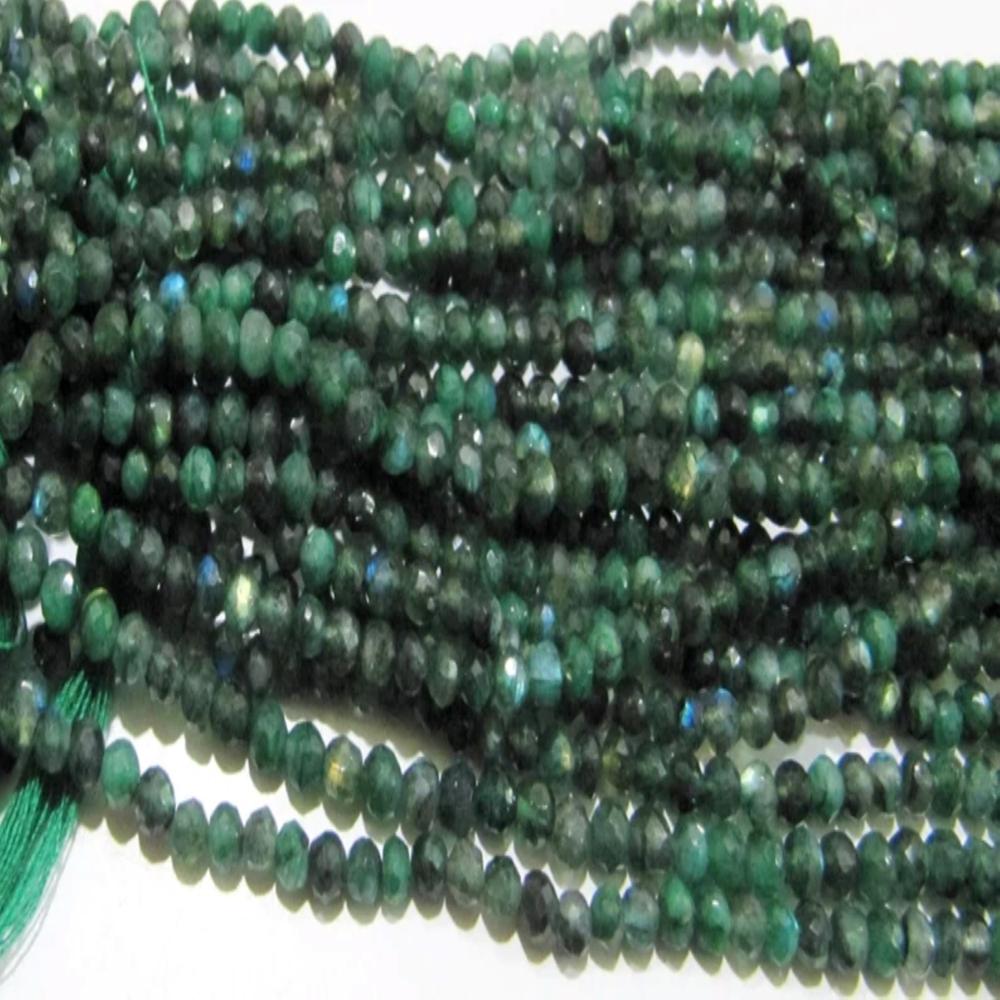 Natural Green Labradorite Round Faceted 4mm Beads Strands 13 inch Long Top Quality Jewelry making Gemstone Beads