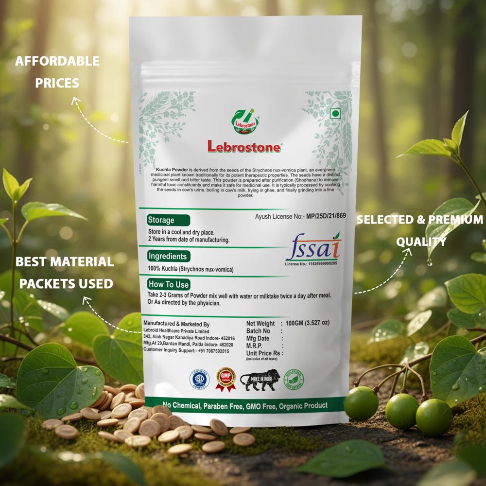 Lebrostone Kuchla Herbal Powder  Nervous System, Liver & Joint Support| 100g