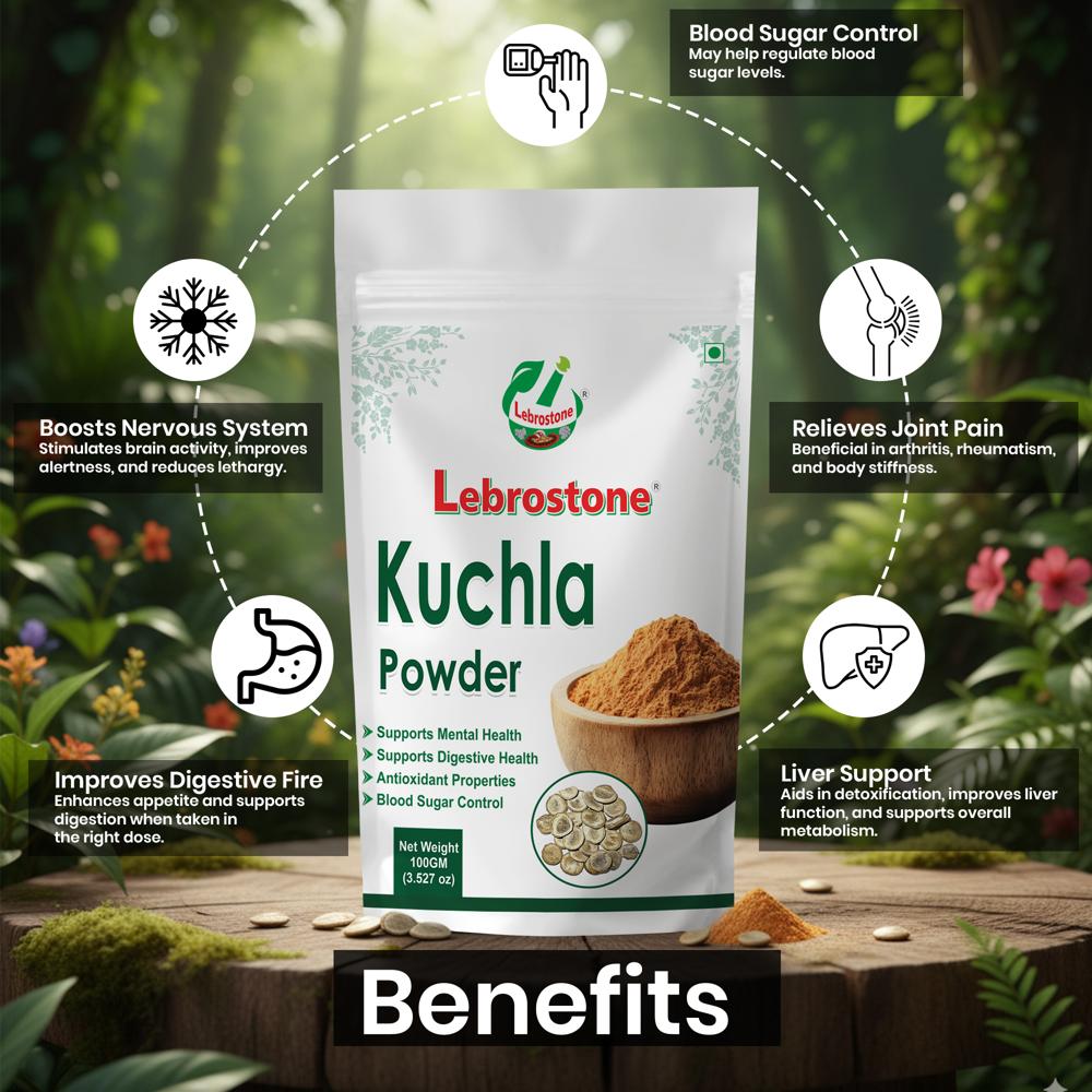 Lebrostone Kuchla Herbal Powder  Nervous System, Liver & Joint Support| 100g