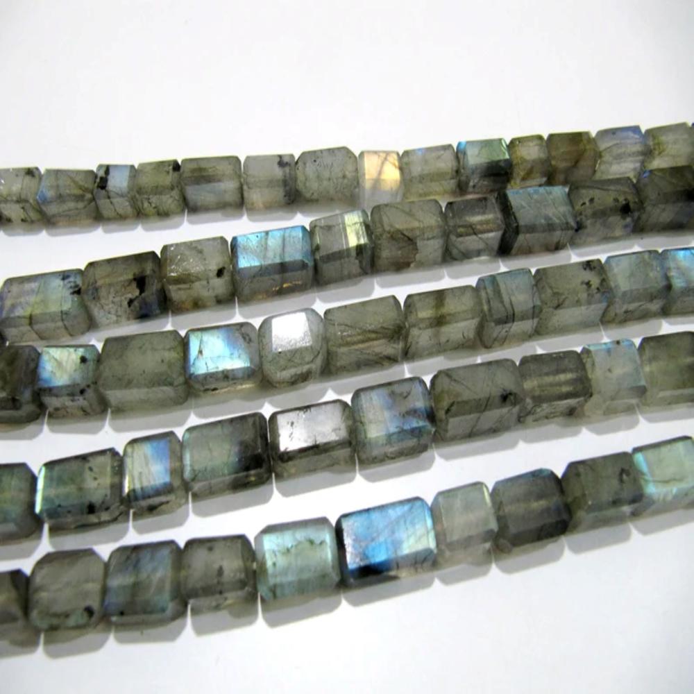 Natural Labradorite Blue Flashy Beads Laser Cut Long Box Beads Size 7x12mm to 8x14mm Strand 10 inch long/ Rectangle Cube Shape Beads