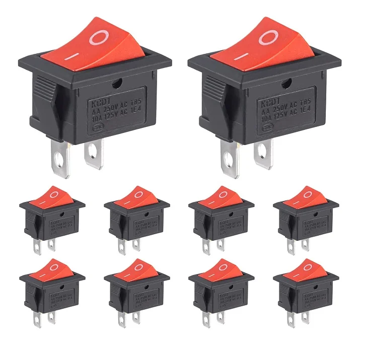 220v Power Rocker Switch - Plastic Body, Various Sizes Available, Black And Red Colors | High Protection Level, Excellent Insulation Resistance