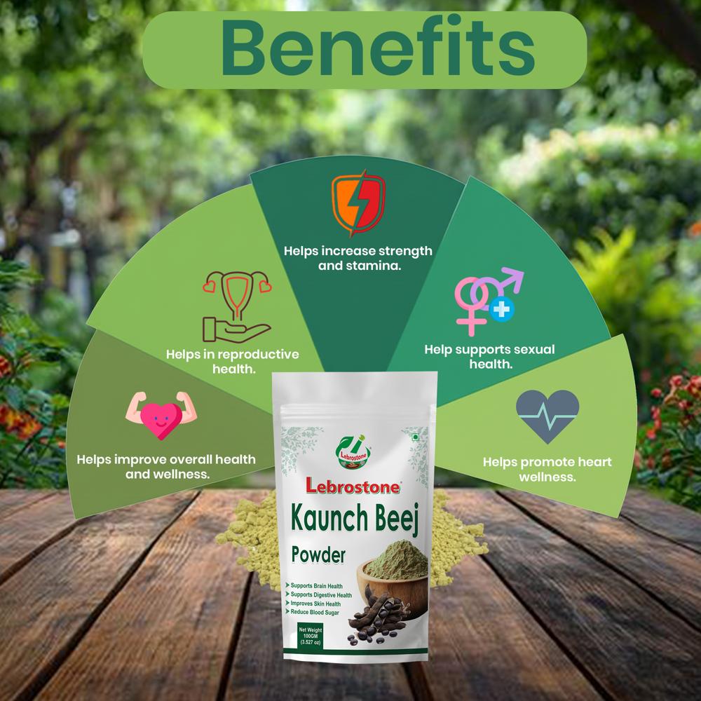 Lebrostone Herbal Kaunch Beej Black Powder Natural Strength & Reproductive Support(100g)