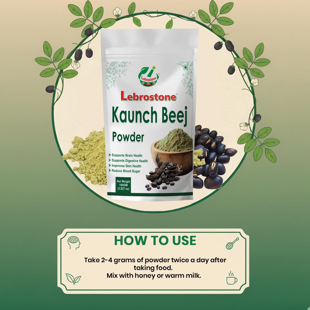 Lebrostone Herbal Kaunch Beej Black Powder Natural Strength & Reproductive Support(100g)