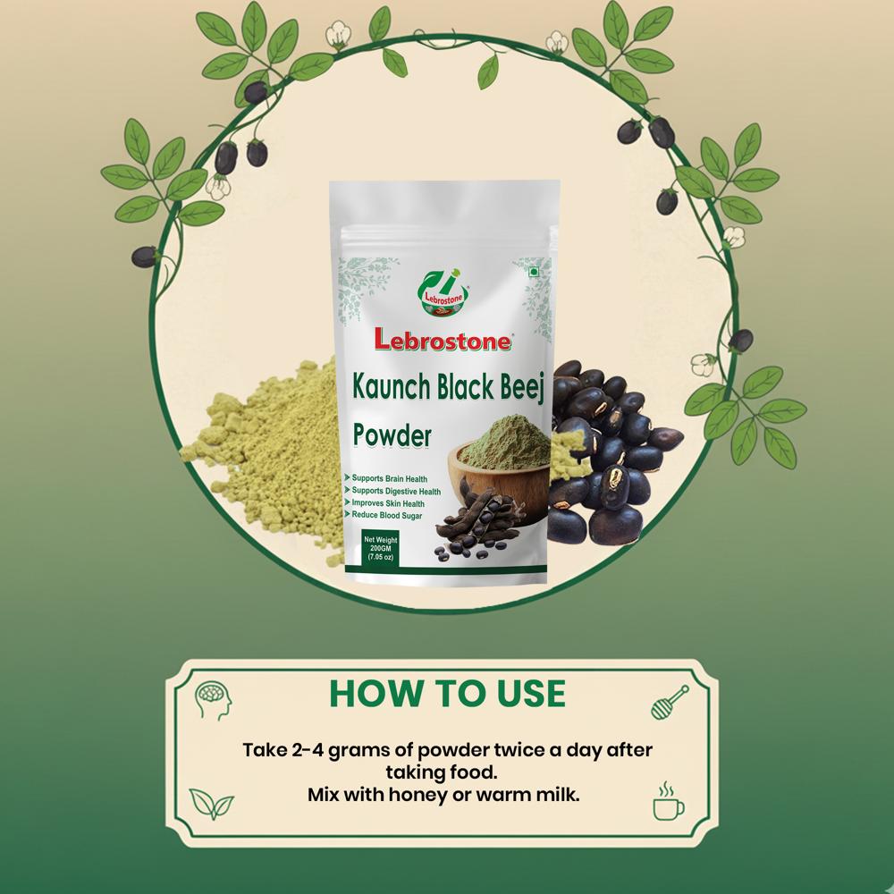 Lebrostone Herbal Kaunch Beej Black Powder Natural Strength & Reproductive Support(200g)
