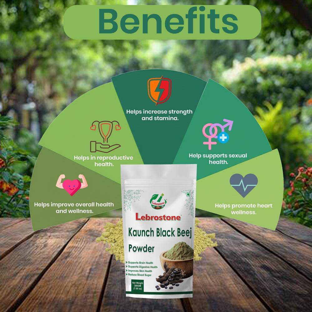 Lebrostone Herbal Kaunch Beej Black Powder Natural Strength & Reproductive Support(200g)