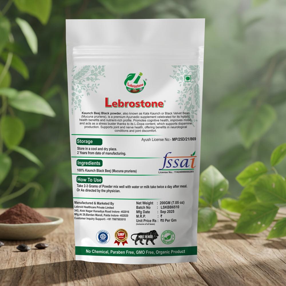 Lebrostone Herbal Kaunch Beej Black Powder Natural Strength & Reproductive Support(200g)