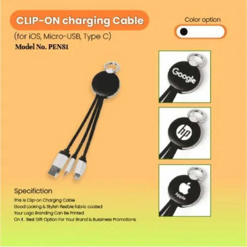 3-in-1 Nylon Braided Multi-Charging USB Cord with Anti-Tangle Short Lead and Metal Keychain Ring