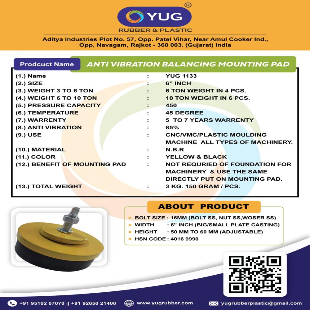 Anti Vibration Mounting Pad (6 inch) 