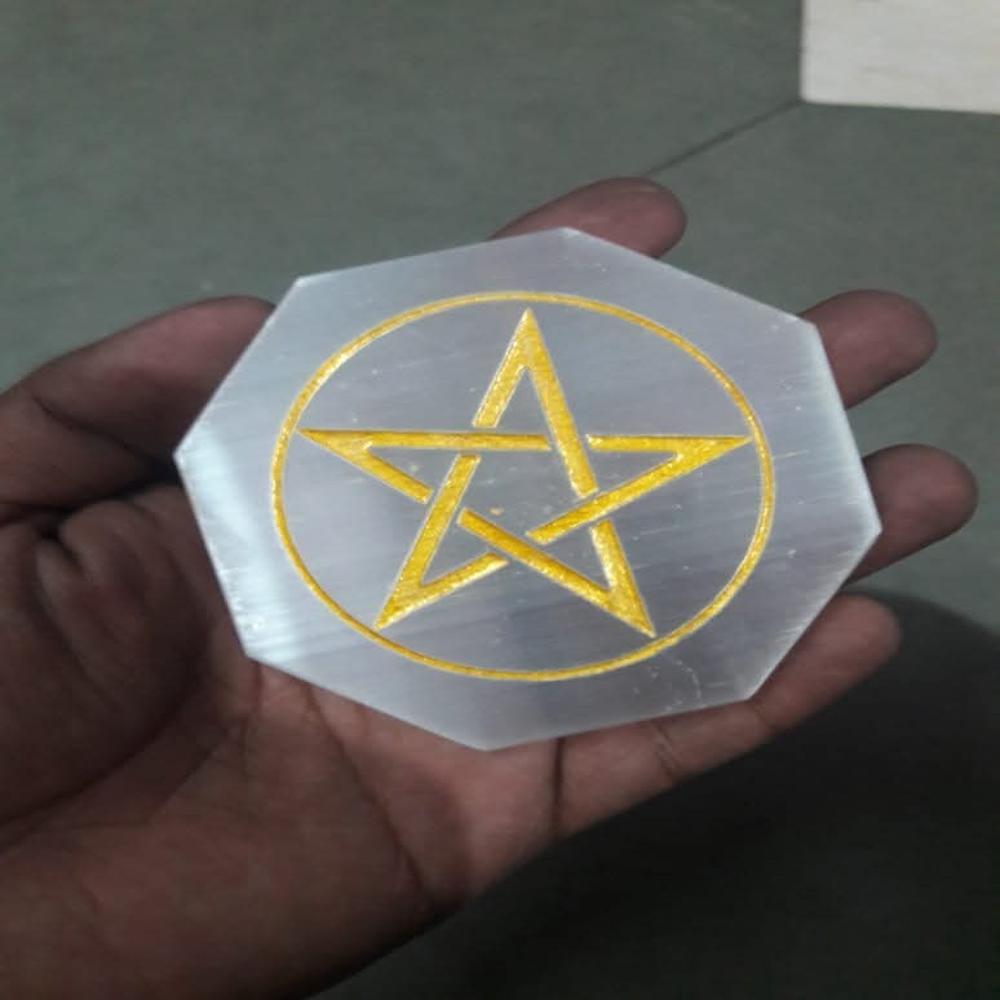Selenite Charging Plate Coaster Star Symbol