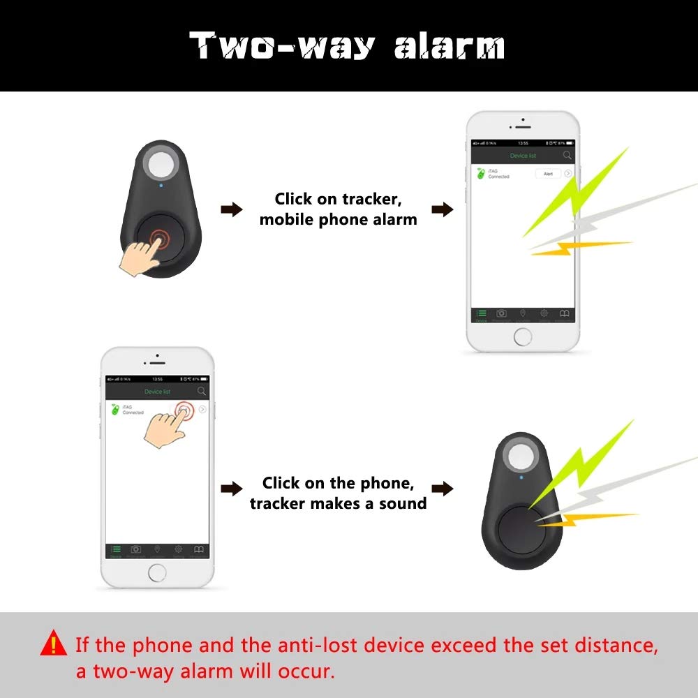 Portable Bluetooth Smart Key Finder and Anti-Lost Tracker with Two-Way Alarm & Shutter