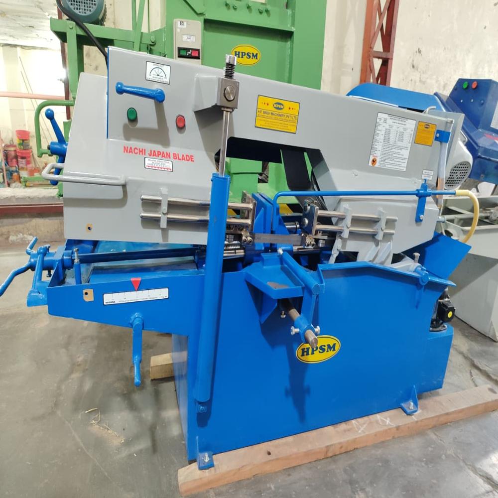 Band Saw Machine - Metal, 200mm Cutting Capacity, Black And Grey Color | Semi-automatic, Hydraulic Power Source, Painted Surface Treatment, Industrial Application, Warranty Included
