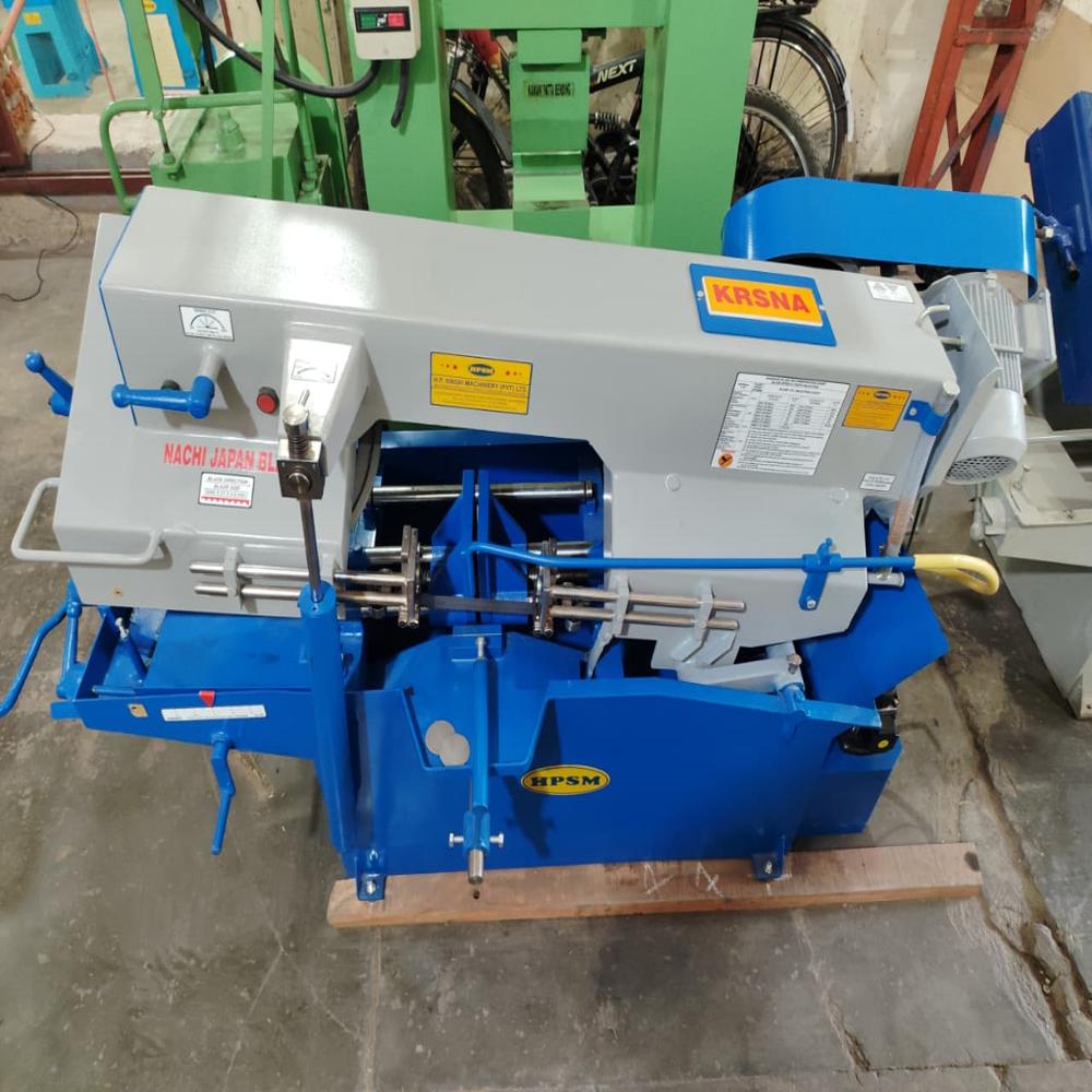 Band Saw Machine - Metal, 200mm Cutting Capacity, Black And Grey Color | Semi-automatic, Hydraulic Power Source, Painted Surface Treatment, Industrial Application, Warranty Included
