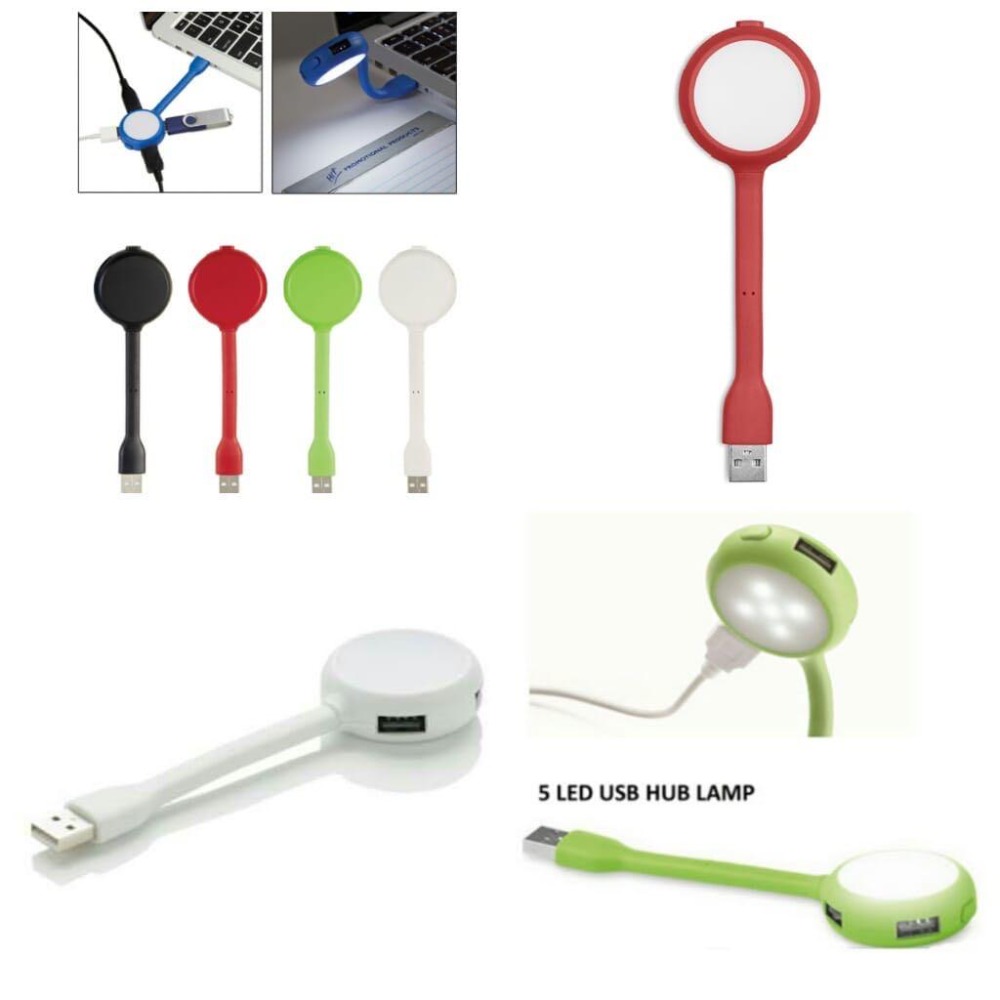 4-port Usb Hub With 5-led Flexible Lamp - Color: Black / White