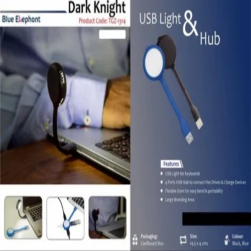 4-Port USB Hub with 5-LED Flexible Lamp
