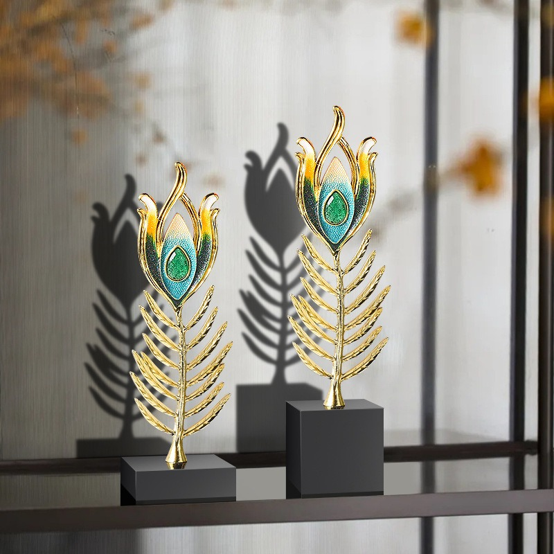 Gemini said Imperial Peacock Feather Gilded Statuettes