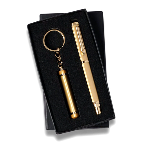 KP-109 Mettalic Golden RC Pen Keychain Set