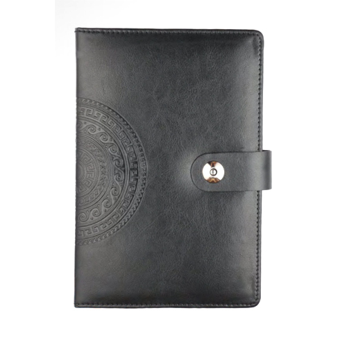 D-204 RC Button Diary - PU Leather A5 Brown, Magnetic Button Closure, Refillable, 70 GSM Ruled Pages, Water-Resistant Cover, Pen Holder
