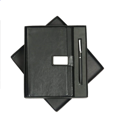 DP-304 RC-2 in 1 Flip Magnet Diary Set - Eco-Friendly PU Leather A5, Brown/Black, Magnetic Closure, Card Holder