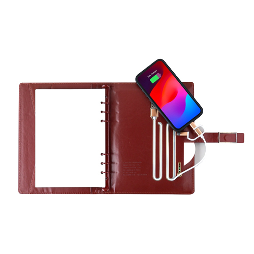 PD-331 RC Powerbank Diary N-SA - PU Leather, A5, Matte Black, 8000mAh Powerbank | Multi-Cable, Magnetic Closure, 160 Pages