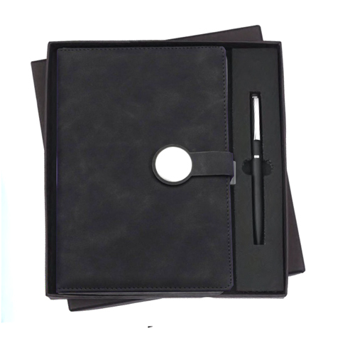 DP-306 RC-2 in 1 Round Magnet Diary Set - PU Leather A5, Matte Finish, Magnetic Clasp, Metal Pen