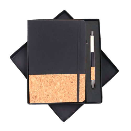 DP-313 RC 2 in 1 Black Crock Diary Set - PU Leather, A5, Matte Black, Magnetic Closure | Refillable Executive Pen, Crocodile Pattern, Eco-Friendly Packaging