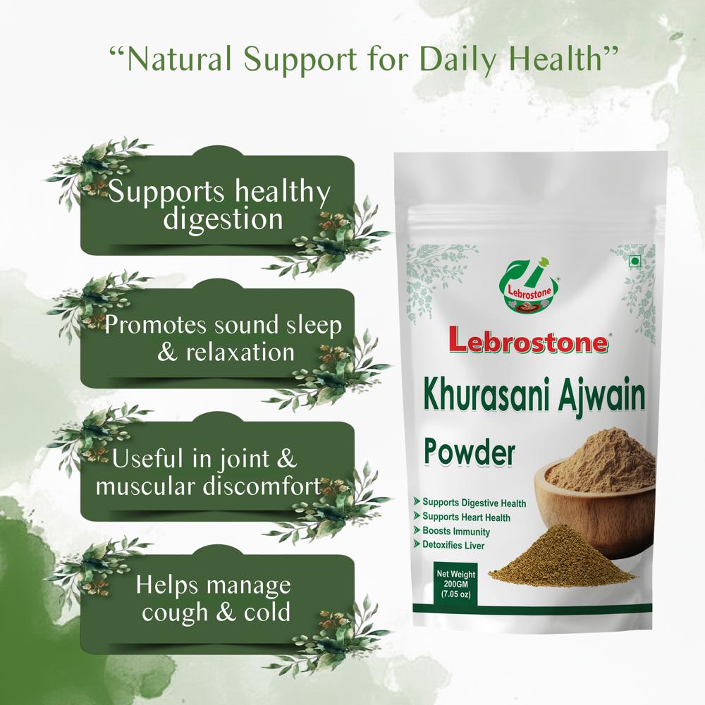 Lebrostone Khurasani Ajwain  Herbal Remedy for Digestion, Relaxation, Joint & Respiratory Support(200g)