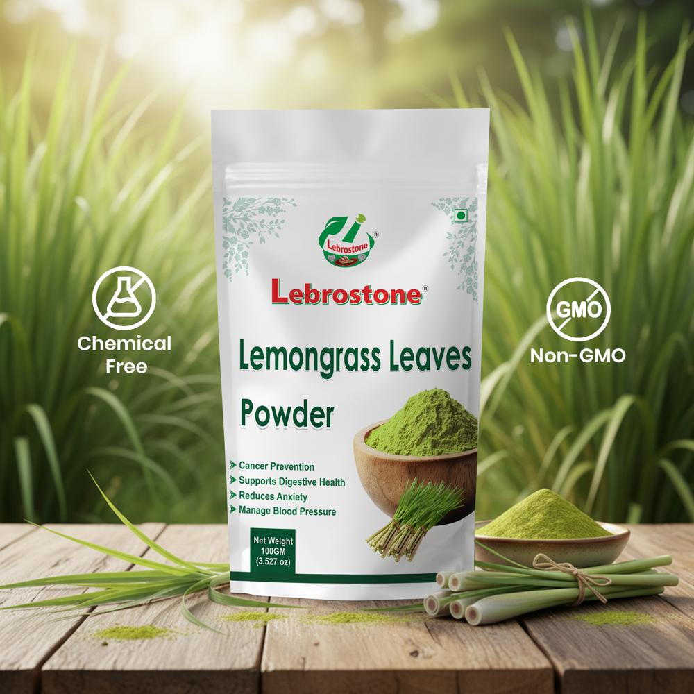 Lebrostone Lemongrass Leaves Powder  Supports Digestion, Immunity & Relief from Cough, Cold, Fever(100g)