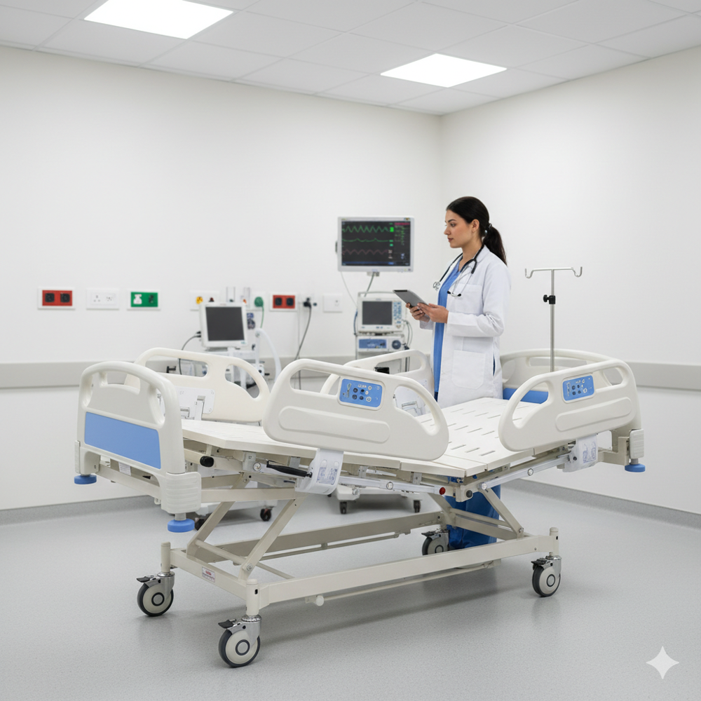 5 Function Icu Bed Motorized - Color: White