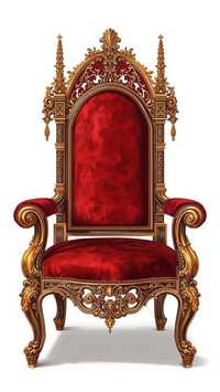 Maharaja Singhasan Chair - Color: Golden (wooden Frame) With Red Velvet Upholstery