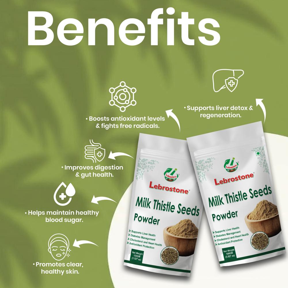 Lebrostone Milk Thistle Seeds Powder | Digestion & Liver Support | Blood Sugar & Skin Health |100