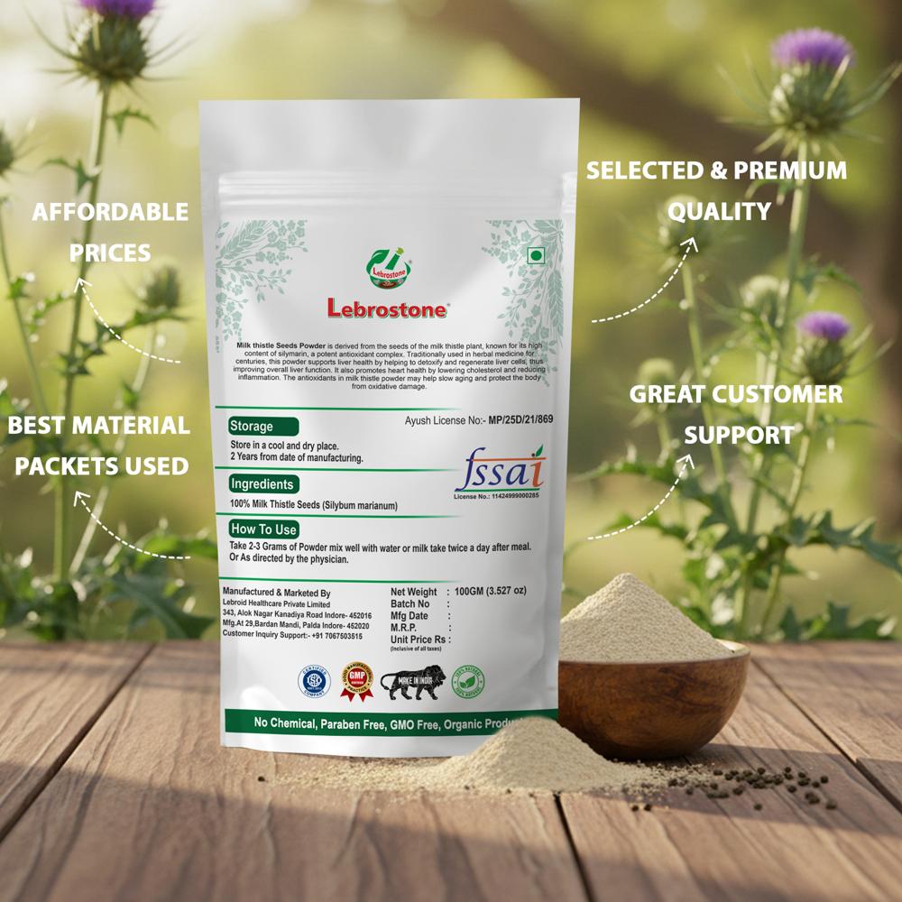 Lebrostone Milk Thistle Seeds Powder | Digestion & Liver Support | Blood Sugar & Skin Health |100