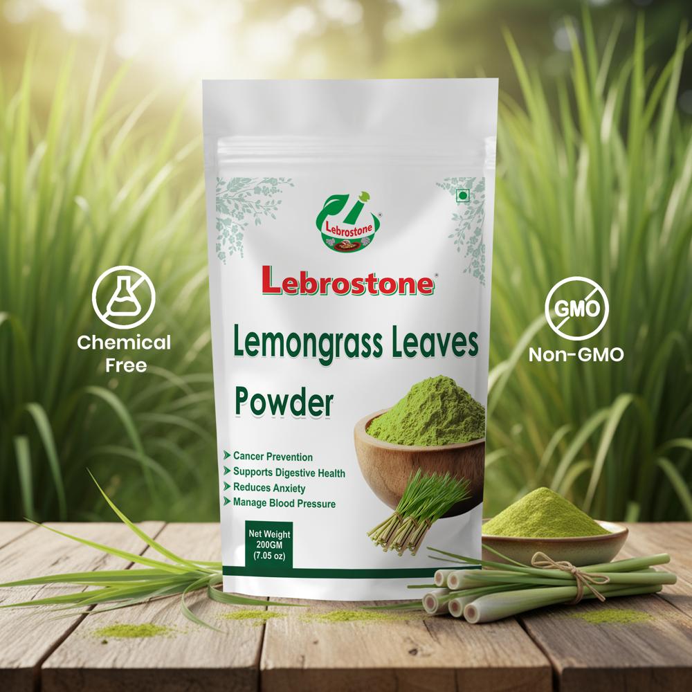Lebrostone Lemongrass Leaves Powder  Supports Digestion, Immunity & Relief from Cough, Cold, Fever(200g)